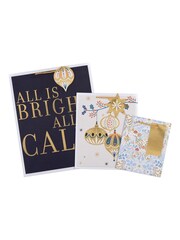 Hallmark 3 Pack Blue Christmas Gift Bags in 3 Festive Designs - Image 4 of 4