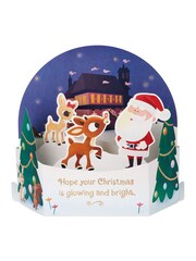 Hallmark Blue 3D Pop Up Santa & Rudolph Design Christmas Card - Image 2 of 4
