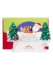 Hallmark Blue 3D Pop Up Santa & Rudolph Design Christmas Card - Image 3 of 4