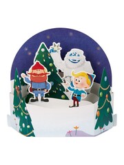Hallmark Blue 3D Pop Up Santa & Rudolph Design Christmas Card - Image 4 of 4
