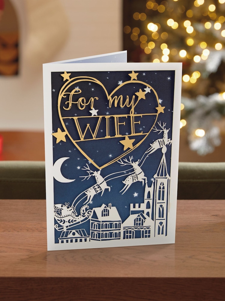 Hallmark Blue Night Time Scene Christmas Card for Wife - Image 1 of 4