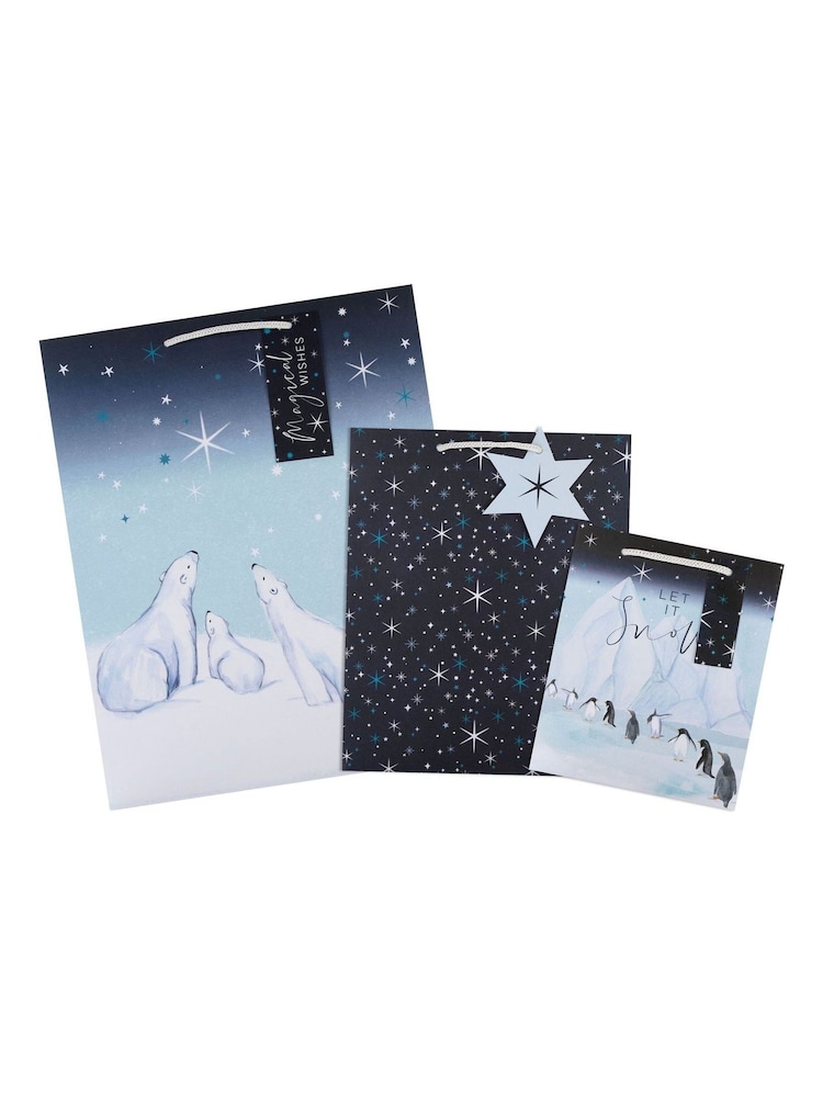Hallmark 3 Pack Blue Christmas Gift Bags in 3 Arctic Designs - Image 4 of 4