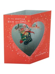 Hallmark Red Christmas Stocking Christmas Card for Mum & Dad - Image 3 of 4