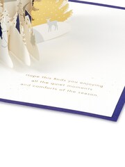Hallmark White 3D Pop Up Gold Coloured Woodland Christmas Card - Image 4 of 4