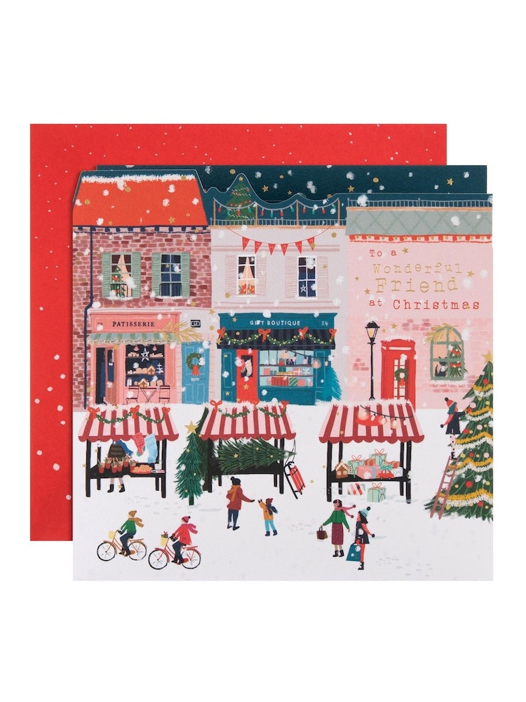 Hallmark White Snowy Street Scene Christmas Card for Friend - Image 2 of 4