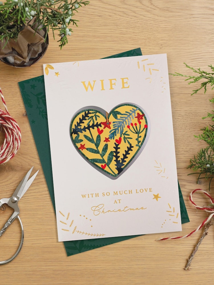 Hallmark White Keepsake Bauble Design Christmas Card for Wife - Image 1 of 4