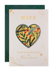 Hallmark White Keepsake Bauble Design Christmas Card for Wife - Image 2 of 4