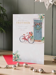 Hallmark White Bicycle & Door Christmas Card for Brother - Image 1 of 4
