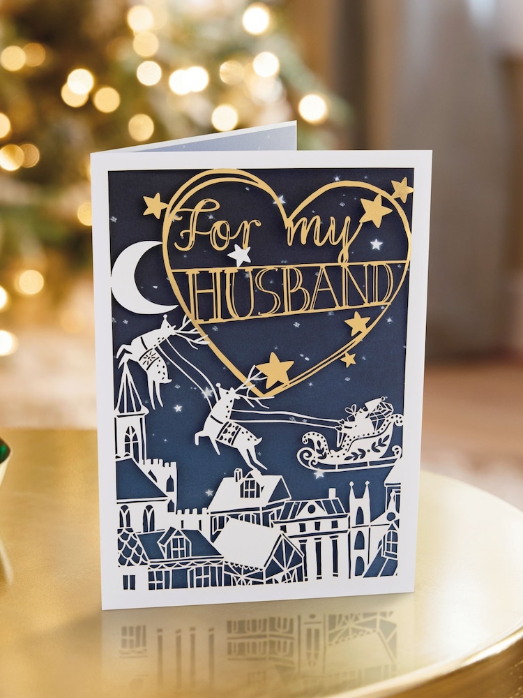 Hallmark Blue Night Time Scene Christmas Card for Husband - Image 1 of 4