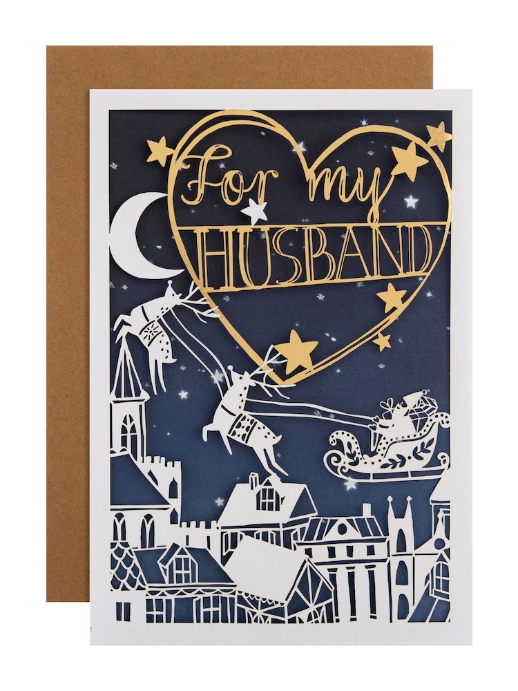 Hallmark Blue Night Time Scene Christmas Card for Husband - Image 2 of 4