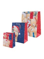 Hallmark 3 Pack Red Christmas Gift Bags in 3 Forever Friends Designs - Image 2 of 4