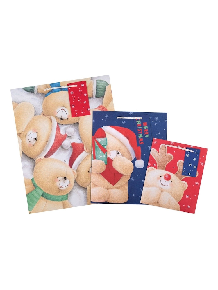 Hallmark 3 Pack Red Christmas Gift Bags in 3 Forever Friends Designs - Image 4 of 4