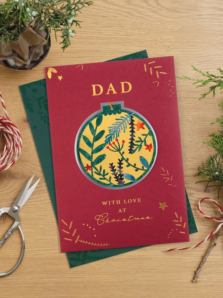 Hallmark Red Keepsake Bauble Design Christmas Card for Dad - Image 1 of 4