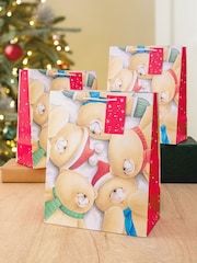 Hallmark 3 Pack Red Christmas Gift Bags in 1 Forever Friends Design - Image 1 of 4