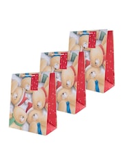 Hallmark 3 Pack Red Christmas Gift Bags in 1 Forever Friends Design - Image 2 of 4
