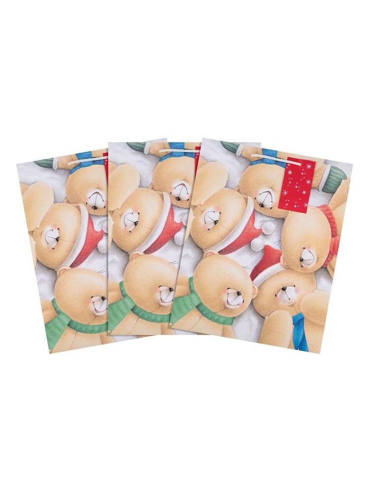 Hallmark 3 Pack Red Christmas Gift Bags in 1 Forever Friends Design - Image 4 of 4