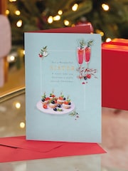 Hallmark Blue Cocktails & Canapés Christmas Card for Sister - Image 1 of 4