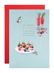 Hallmark Blue Cocktails & Canapés Christmas Card for Sister - Image 2 of 4