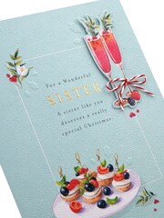 Hallmark Blue Cocktails & Canapés Christmas Card for Sister - Image 3 of 4