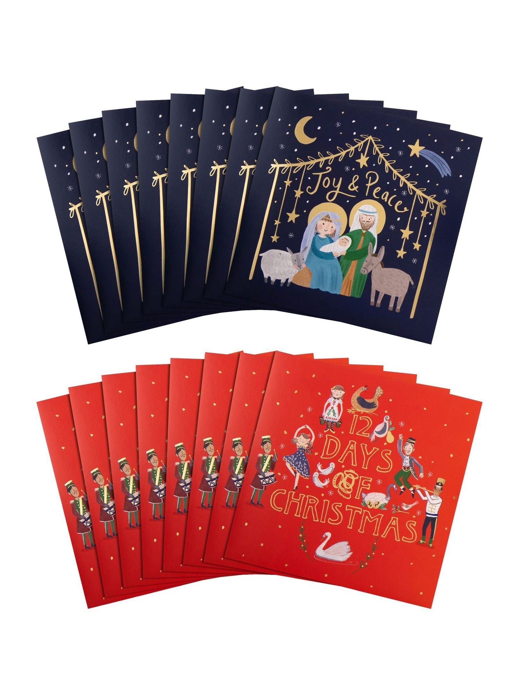 Buy Hallmark Blue 16 Pack Christmas Cards in 2 Festive Designs from the