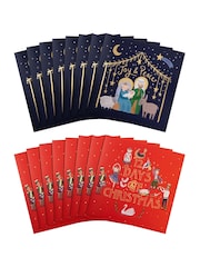 Hallmark Blue 16 Pack Christmas Cards in 2 Festive Designs - Image 3 of 4