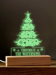 Personalised Family Christmas Tree Shape Night Light by Loveabode - Image 1 of 4