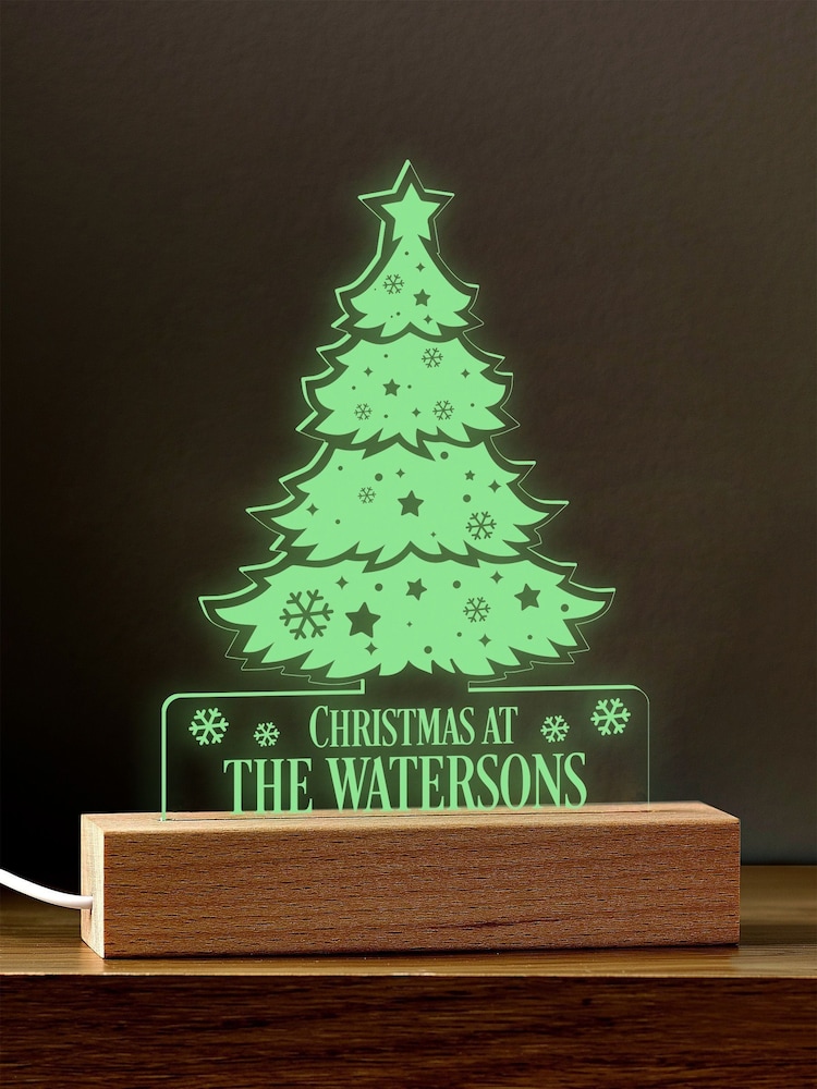 Personalised Family Christmas Tree Shape Night Light by Loveabode - Image 1 of 4