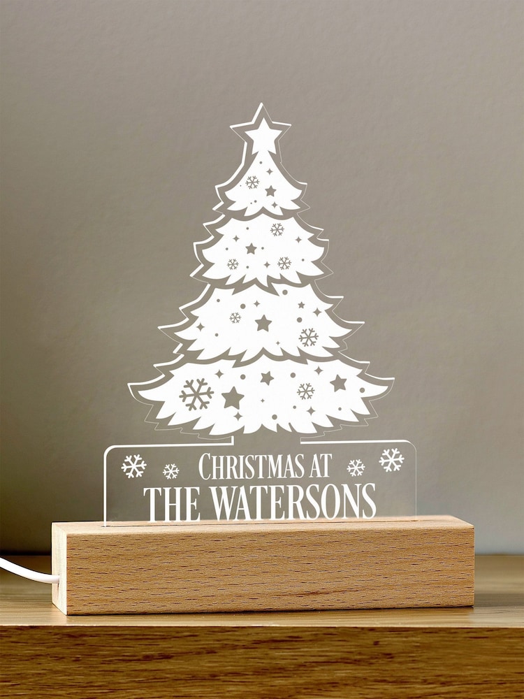 Personalised Family Christmas Tree Shape Night Light by Loveabode - Image 2 of 4