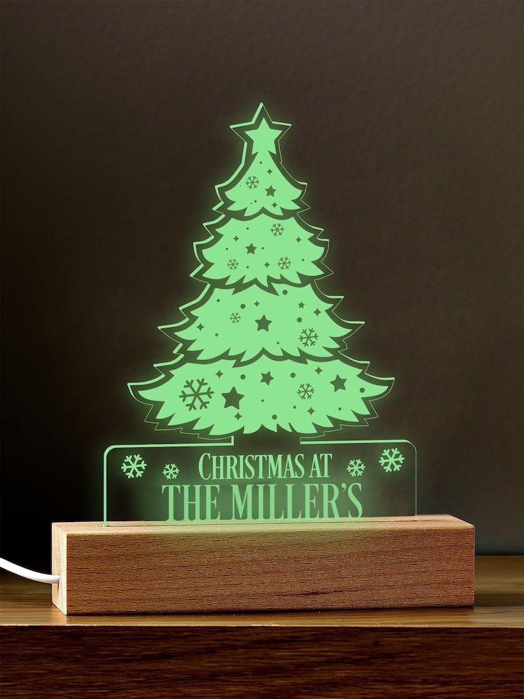Personalised Family Christmas Tree Shape Night Light by Loveabode - Image 4 of 4