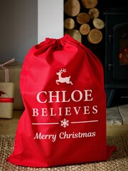Personalised 100% Cotton "Believes" Christmas Sack by Loveabode - Image 1 of 4