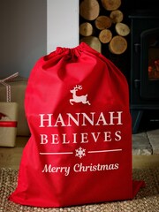 Personalised 100% Cotton "Believes" Christmas Sack by Loveabode - Image 2 of 4