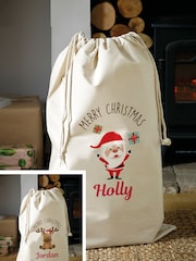 Personalised 100% Cotton Santa Or Reindeer Christmas Sack by Loveabode - Image 1 of 8