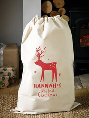 Personalised 100% Cotton Reindeer Christmas Sack by Loveabode - Image 3 of 4