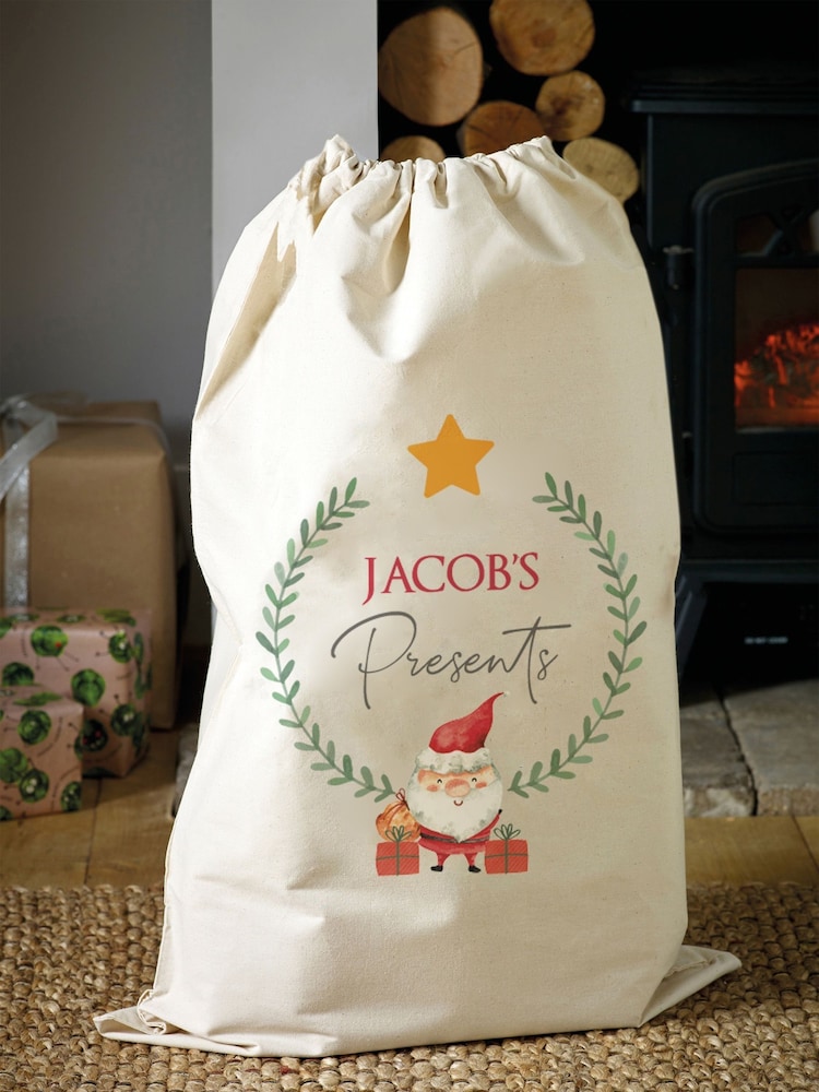 Personalised 100% Cotton Santa Is A StarChristmas Sack by Loveabode - Image 1 of 4