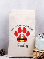 Personalised 100% Cotton Small Dog Paw Print Christmas Sack by Loveabode - Image 1 of 4