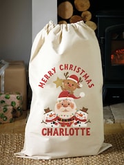 Personalised 100% Cotton Santa & Gang Christmas Sack by Loveabode - Image 1 of 4