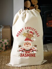 Personalised 100% Cotton Santa & Gang Christmas Sack by Loveabode - Image 2 of 4