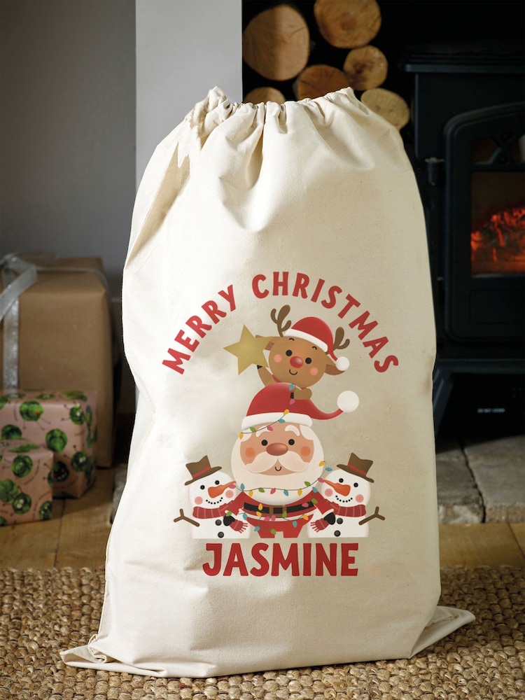 Personalised 100% Cotton Santa & Gang Christmas Sack by Loveabode - Image 2 of 4 Personalised 100% Cotton Santa & Gang Christmas Sack by Loveabode - Image 2 of 4