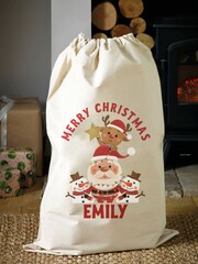 Personalised 100% Cotton Santa & Gang Christmas Sack by Loveabode - Image 3 of 4