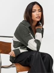 PixieGirl Petite Grey Stripe Collar Jumper - Image 2 of 5