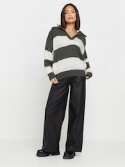 PixieGirl Petite Grey Stripe Collar Jumper - Image 3 of 5