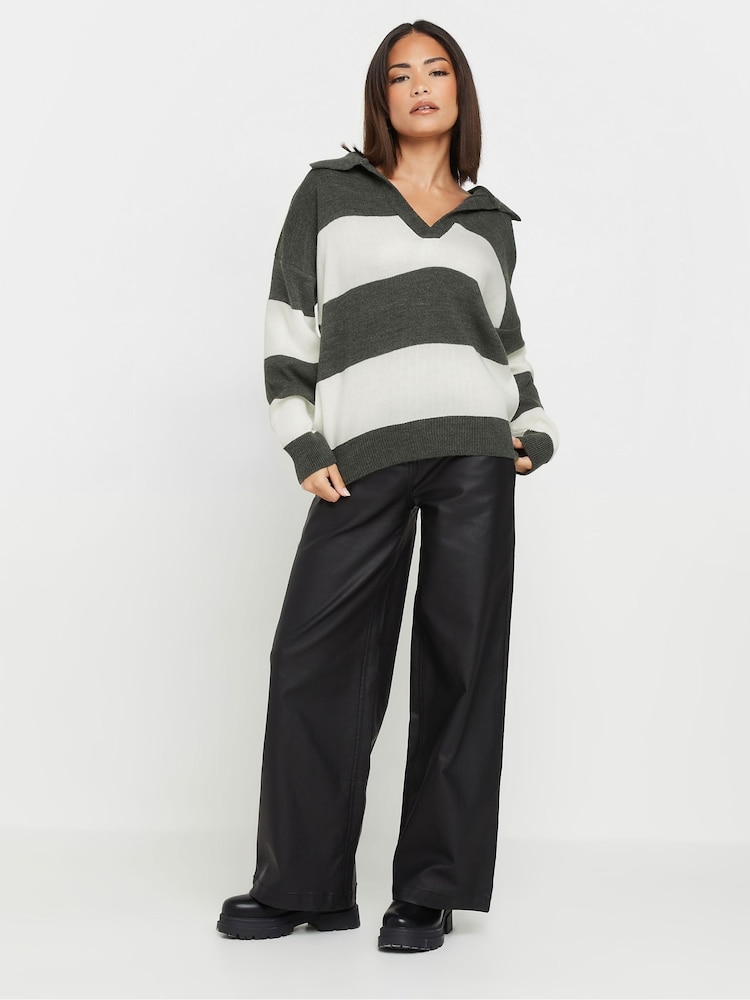 PixieGirl Petite Grey Stripe Collar Jumper - Image 3 of 5