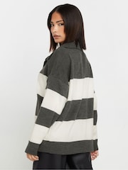 PixieGirl Petite Grey Stripe Collar Jumper - Image 4 of 5
