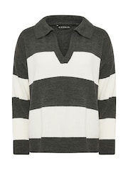PixieGirl Petite Grey Stripe Collar Jumper - Image 5 of 5