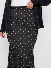 Yours Curve Black Limited Polka Dot Fishtail Skirt - Image 4 of 5