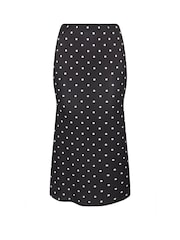 Yours Curve Black Limited Polka Dot Fishtail Skirt - Image 5 of 5