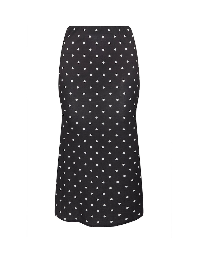 Yours Curve Black Limited Polka Dot Fishtail Skirt - Image 5 of 5