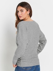 Long Tall Sally Grey Ribbed Soft Touch Batwing Top - Image 2 of 5