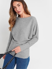 Long Tall Sally Grey Ribbed Soft Touch Batwing Top - Image 4 of 5