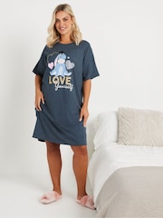 Yours Curve Blue Disney Love Yourself Eeyore Sleep T-Shirt Nightdress - Image 1 of 5